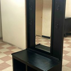 Crate and Barrell Hall Tree Bench with Mirror