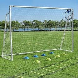 Soccer Goals for Backyard Soccer Goal 8x6FT Soccer Goals for Youth Adults and Kids Large Metal 2" Goal Post with Agility Ladder and Target Net Soccer 