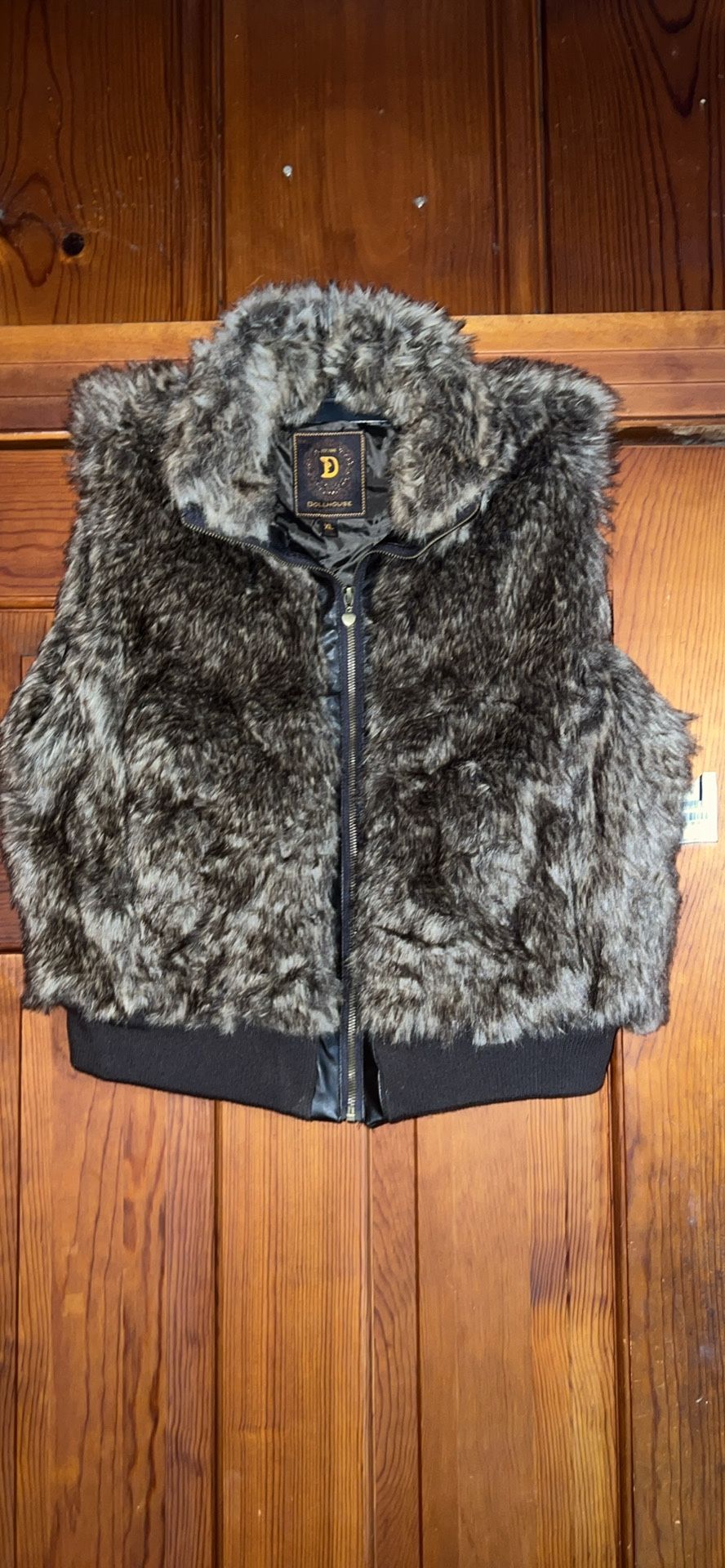 DOLLHOUSE brand women's brown faux fur vest size XL NEW