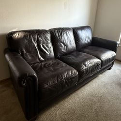 Dark Brown Leather Sofa