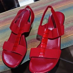 Athena Alexander Red Wedge Sandals