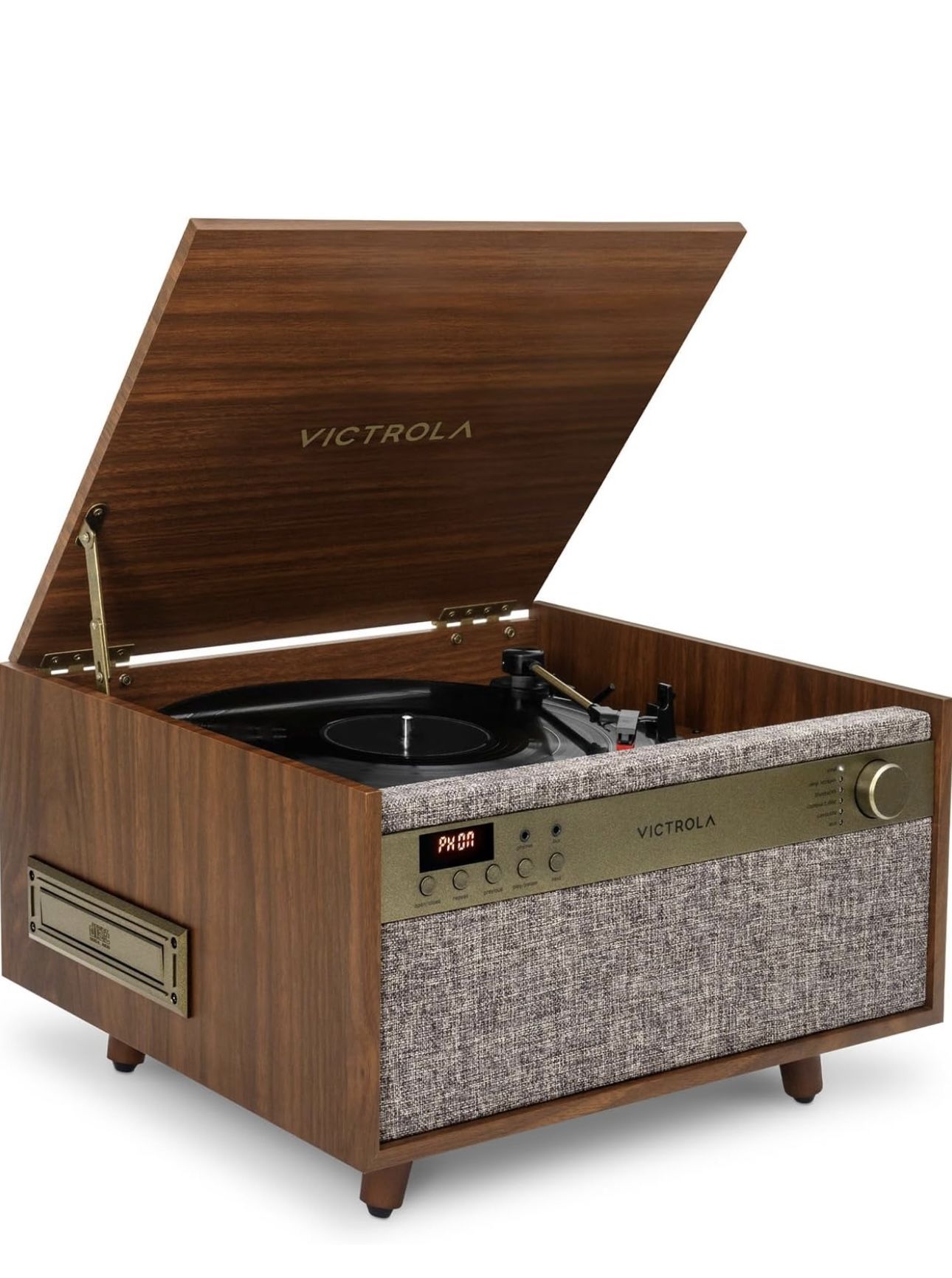 Victrola Century 6-in-1 Vinyl Record Player & Music Center – 3-Speed Turntable, CD & Cassette Player, VINYLSTREAM, Bluetooth & 3.5mm Aux, Record Playe