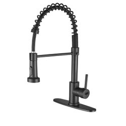 New Kitchen Faucets with Pull Down Sprayer Matte Black - Dual Mode Setting Single Handle 1 or 3 Holes Commercial Black Kitchen Sink Faucet with Deck P