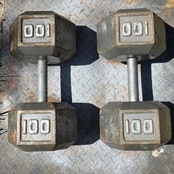 100 pound cast iron dumbbell weights