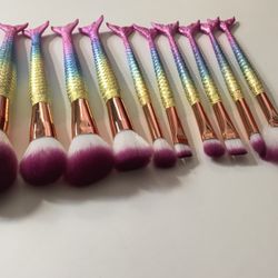 10 Piece Mermaid Makeup Brush Set