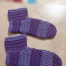 Handmade Crocheted Couples Slipper Socks Set 