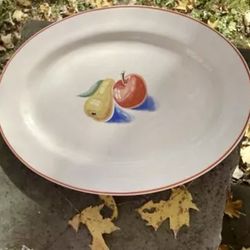 X Large Homer Laughlin Bakerite 1939  approx. 14” Oval Platter Fruit Pattern