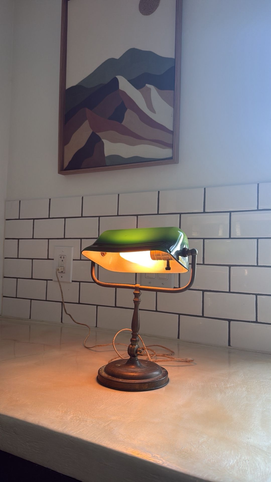 Antique vintage green reading lamp