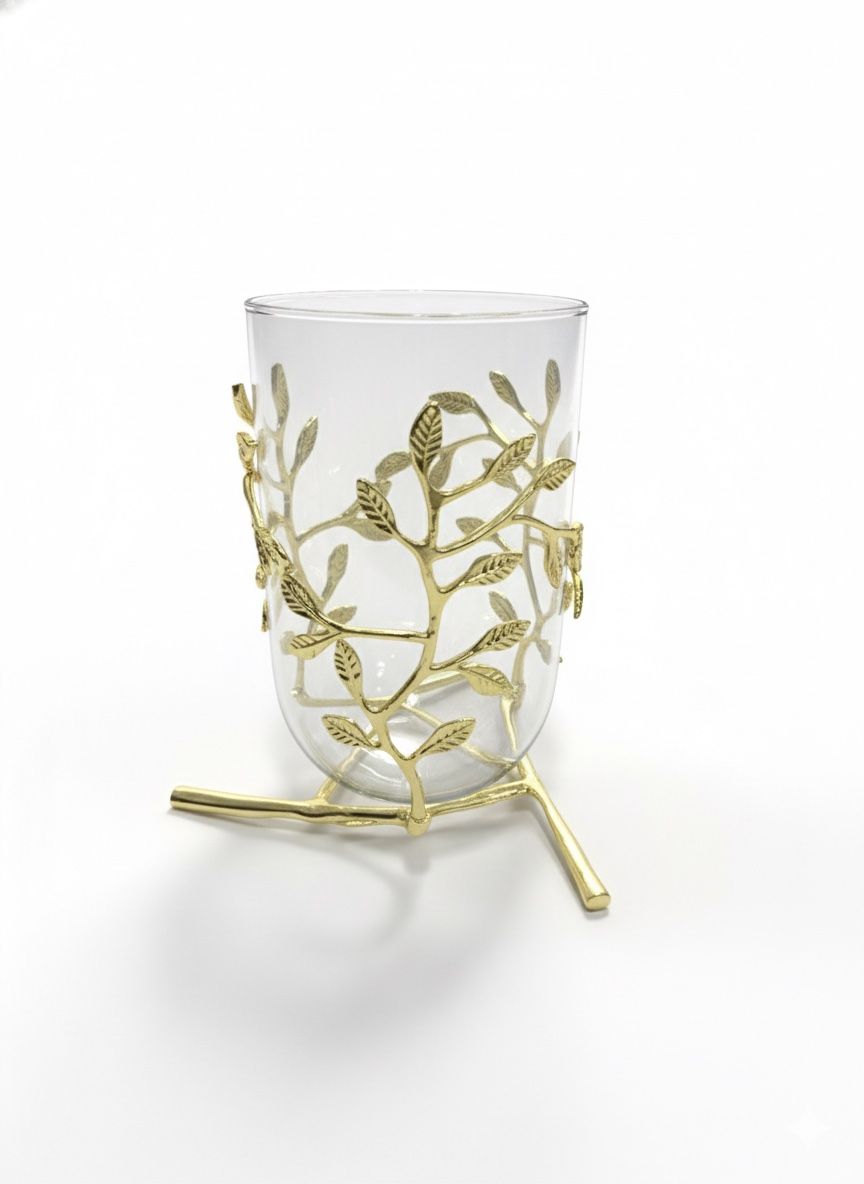 The Golden Laurel Leaf Hurricane Vase