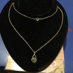 Gold Necklace With Green Stone