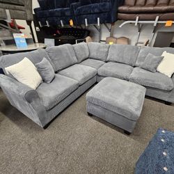 Brand New Sectional Dark Grey W/ Ottoman $569