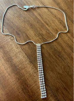 Rhinestone 3-strand drop necklace