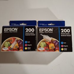 Epson 200 Standard 2 Pack Printer Ink Cyan Magenta Yellow Cartridges Ex 12/2025 