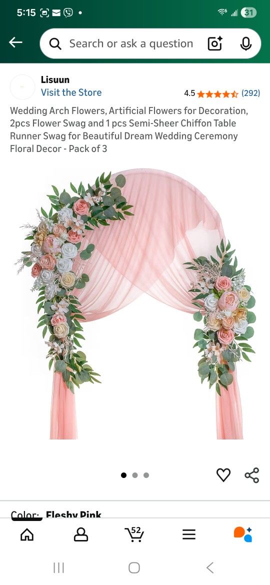 Wedding Arch Flowers, Artificial Flowers for Decoration, 2pcs Flower Swag and 1 pcs Semi-Sheer Chiffon Table Runner Swag for Beautiful Dream Wedding C