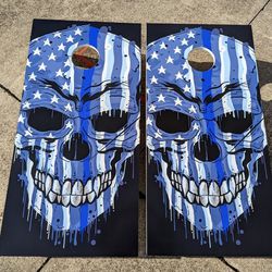 Blue Skull Cornhole Boards
