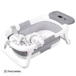 Collapsible Baby Bath Tub To 2 Years Of Age With Thermometer Attached