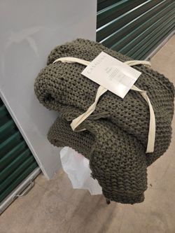 Casaluna Knit Blanket Olive Green