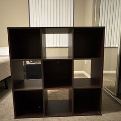 Dark Wood 3ft Cube Shelf Organizer-9 Compartments