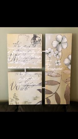 Modern Painting on 3 connected pieces of canvas.