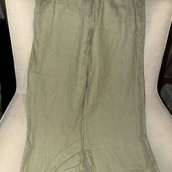 J Crew Linen Pistachio Wide Pants Size XL 