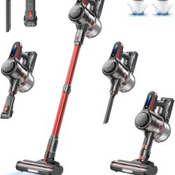 Cordless Vacuum Cleaner, Stick Vacuum with 26Kpa Powerful Suction, 45Mins Runtime Rechargeable Vacuum, Anti-Tangle & 1.5L Dust Cup, 6 in 1 Lightweight