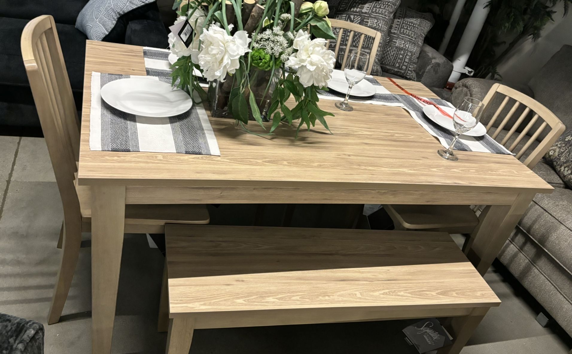 Solid Wood Dining Table Bench  4 Chairs.