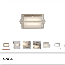 Home Decorators Collection Saltarell 8-Watt Brushed Nickel LED Wall Sconce with Clear Etched Glass