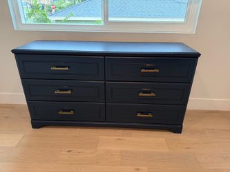 6-Drawer Dresser – Dark Navy/Black with Restoration Hardware Pulls