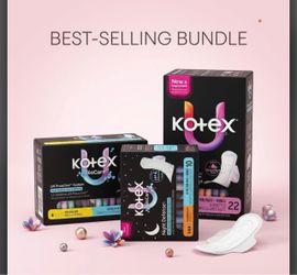 NEW 5pc Hygiene Bundle: Kotex Pads (46ct) + Colgate Optic White