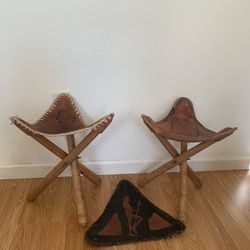 Leather Foot Stools Made In Mexico Pair 