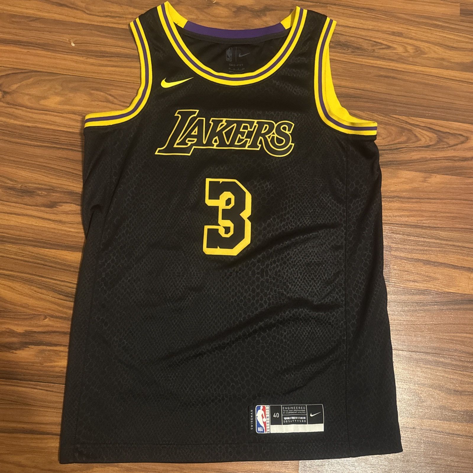 Nike Lakers Anthony Davis 2020 City Edition Kobe Black Mamba