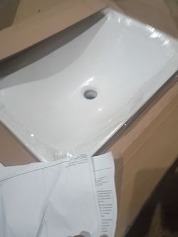 White Rectangular Undermount Bathroom Sink