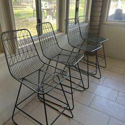 4 Counter Height Dark Grey Metal Bar Stools