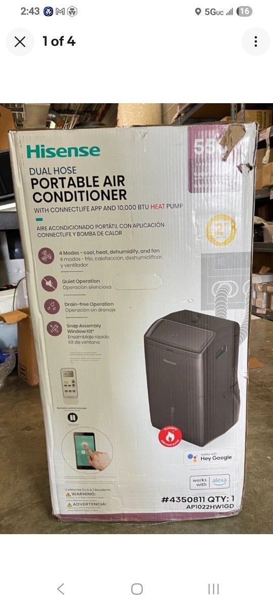 Hisense 550 SF 10,000 BTU Portable Air Conditioner AP1022HW1GD