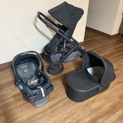 Uppababy Vista V2 Stroller and Bassinet and Car seat 