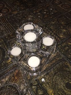 Multilevel heavy clear glass candle holder