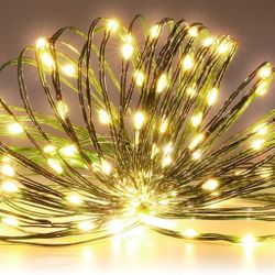 ‼️BRAND NEW‼️ 32.8ft Fairy String Lights. Color: White lights with green rope. Waterproof outdoor or indoor strip lights for Christmas, decorating. Wa