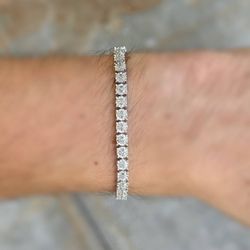 Jewelry .925 sterling silver natural Diamond 0.70CTW tennis bracelet 7.00” 4.70mm