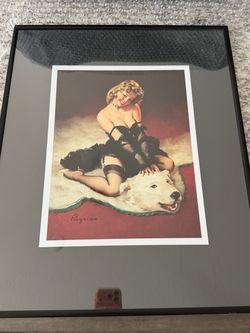 Framed pin up girl artwork art polar bear rug sexy