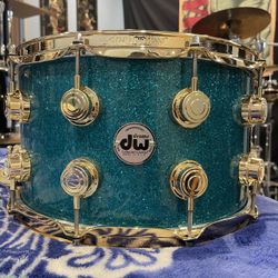 DW Collectors 8x14 Blue Teal W/ Gold Hardware Snare