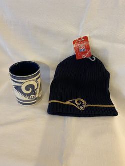 Los Angeles Rams beanie and coffee mug