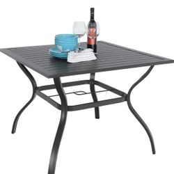 37" Patio Table Metal Backyard Furniture Garden BBQ Lounge