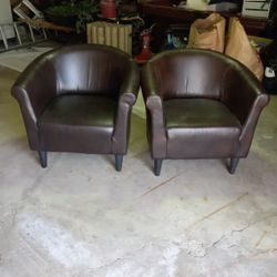 Mint Condition Leather Bucket Chairs 