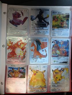 Pokemon binder with 27 cards. Includes Charizard, Mew, Mewtwo, Pikachu, and more. $10 for everything together