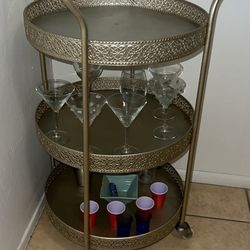Light Silver/Gold Bar Cart