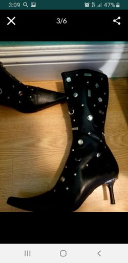 Black Luciano Padovan leather Boots..Below knee high..size 8 womens..Brand New!