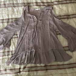 Beige Blouse Show Shoulders Size M