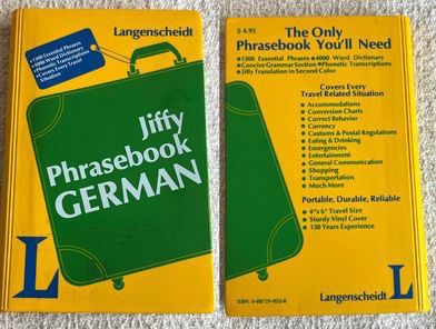 Vintage 1986 German Jiffy Phrasebook 4”x6” Travel Size Vinyl Cover