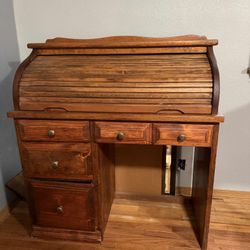 Refinished Real Wood Roll Top Desk