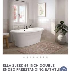 ELLA SLEEK 66 INCH DOUBLE ENDED FREESTANDING BATHTUB